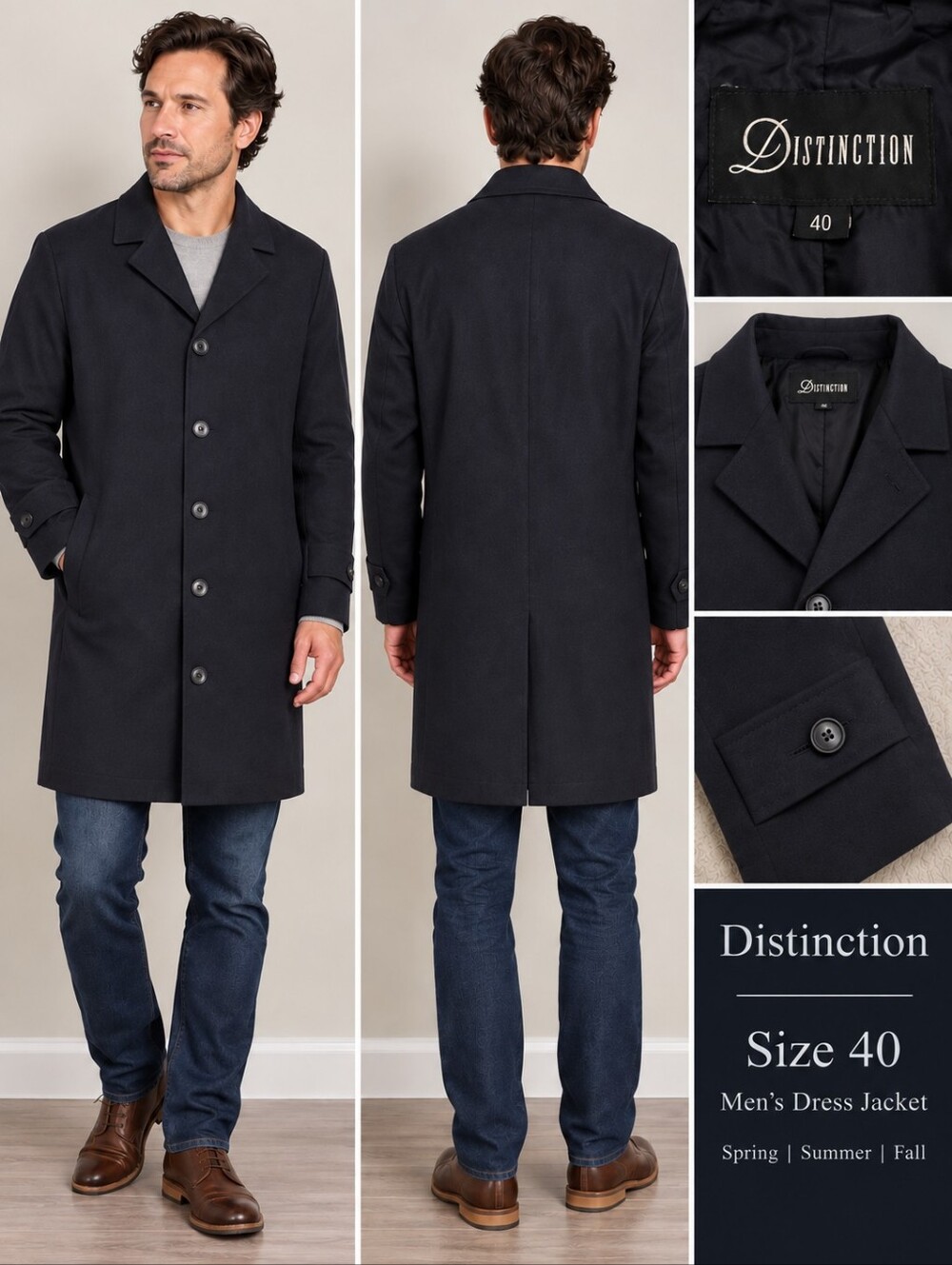 Size 40 mens navy blue spring summer fall dress jacket